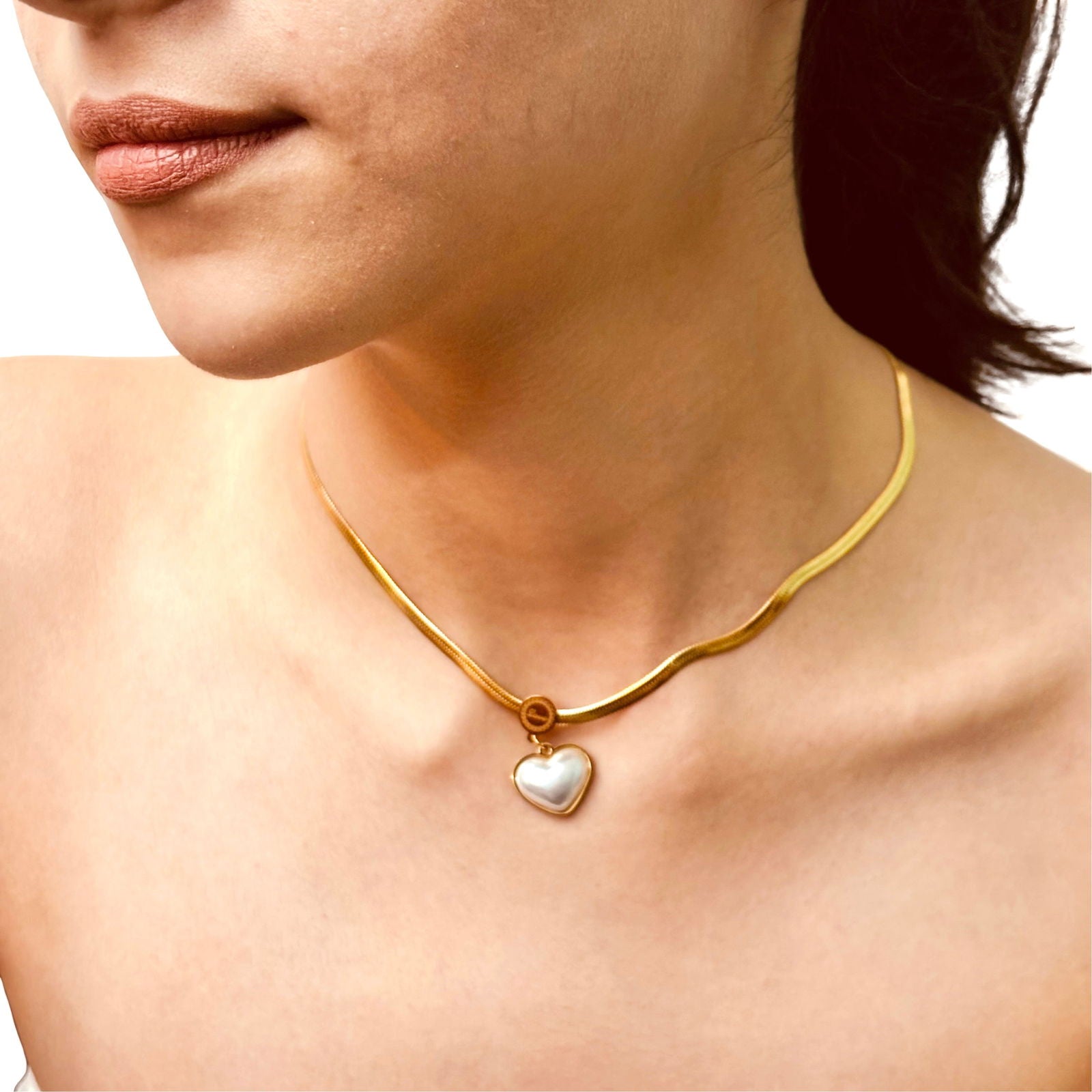 18K gold-plated pearl heart pendant necklace – romantic pearl drop charm