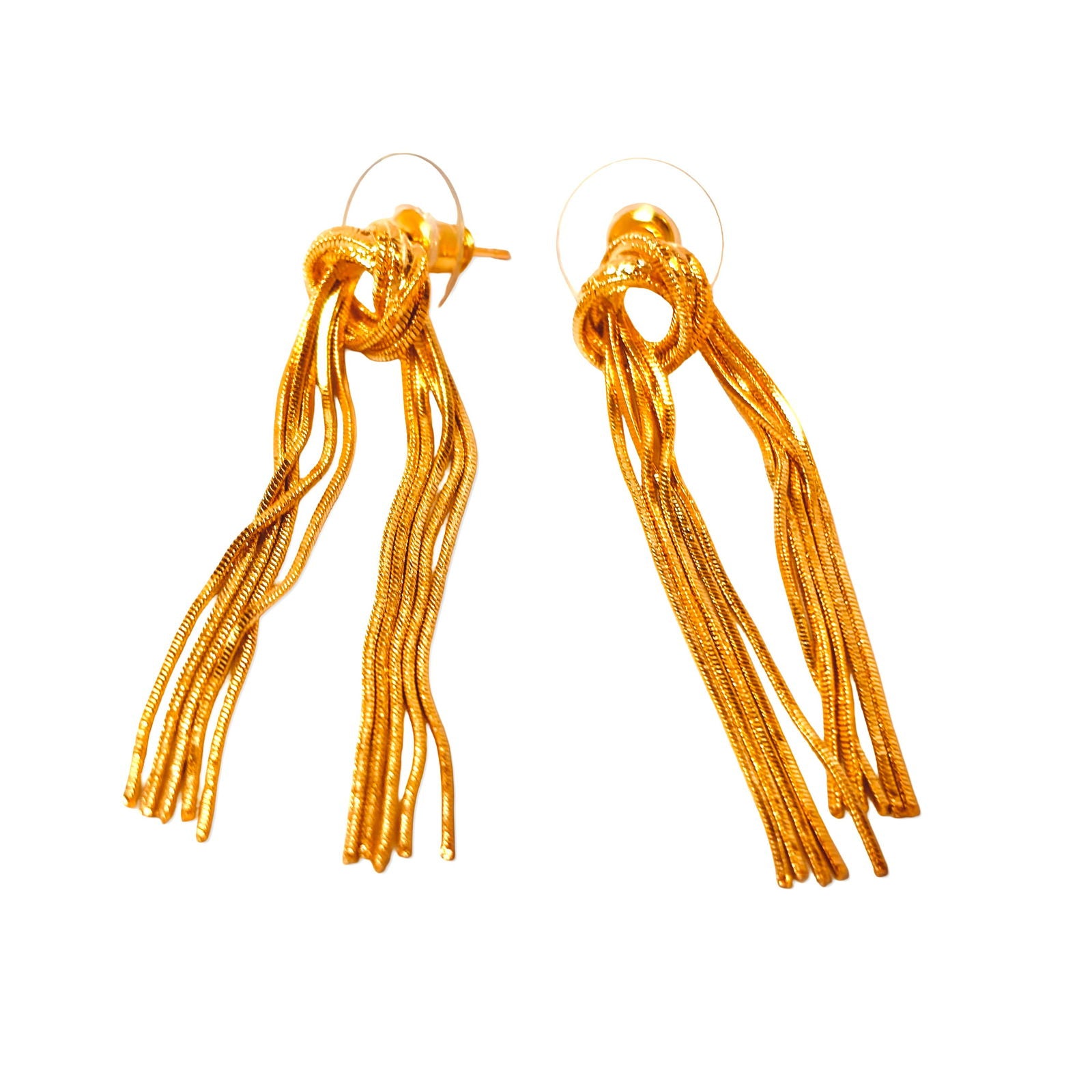 Close up shot of knot loop drop earrings – contemporary Indian fashion