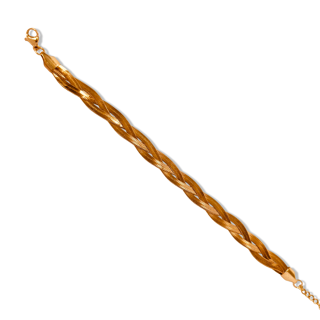 Angled view showing bracelet length, width,design and polish