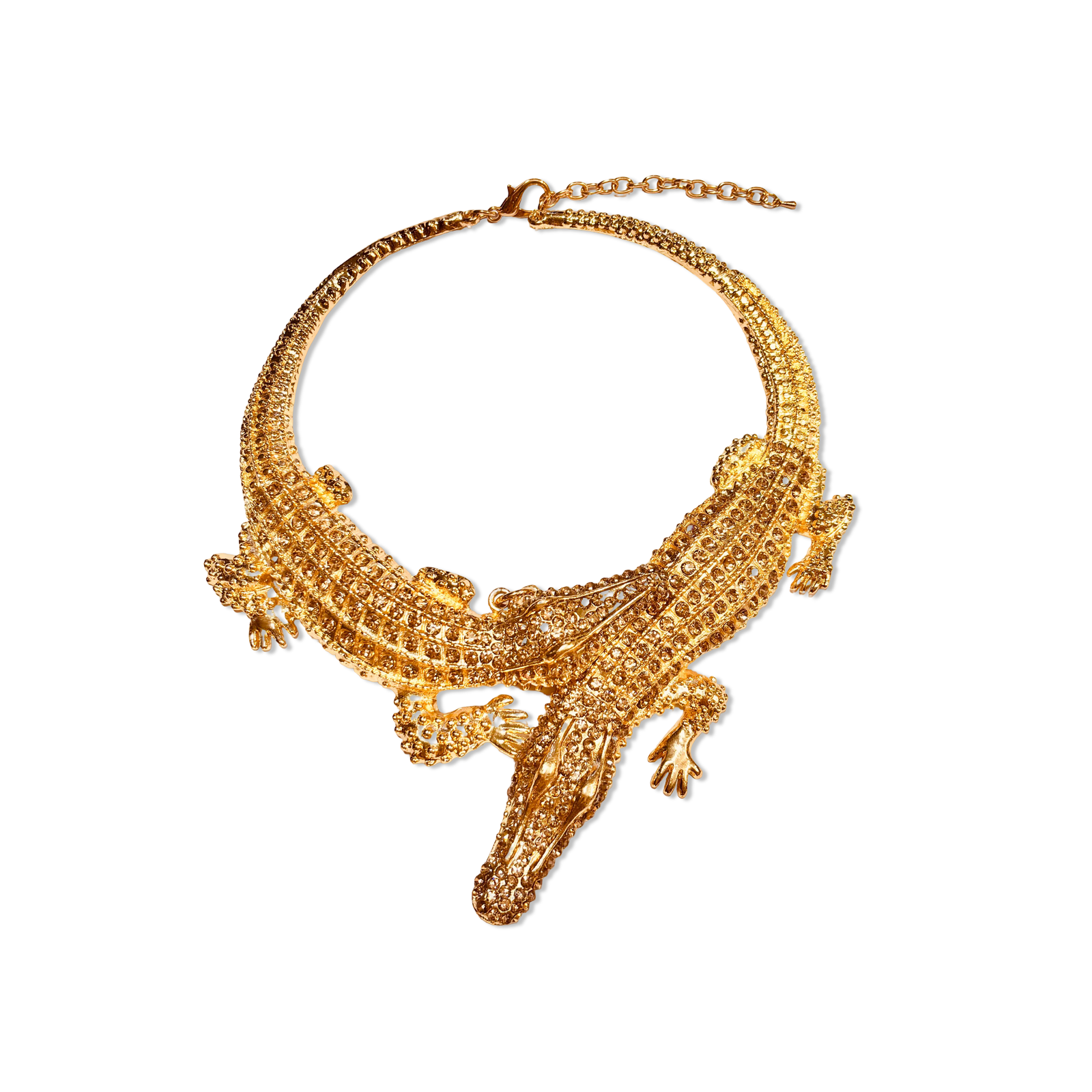 18K gold-plated double crocodile hasli necklace – elegant gold plated choker - Statement elegant bold gold plated necklace - hypoallergenic anti‑tarnish waterproof nickel‑free gold plated necklace