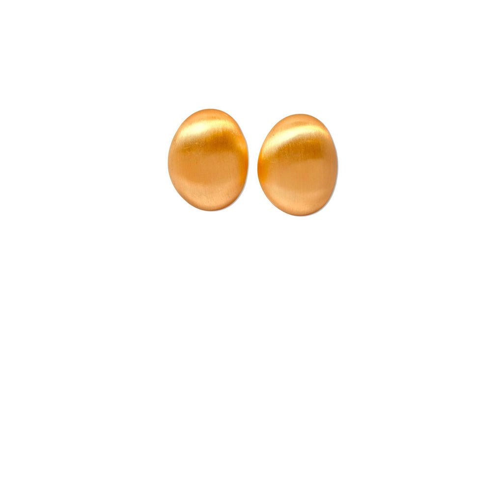 Oval egg stud earrings – minimalist 18K gold-plated domes - dainty chic minimalist elegant gold plated earrings - hypoallergenic anti‑tarnish waterproof nickel‑free lead‑free gold plated earrings - scratch‑resistant fade‑resistant water‑resistant gold plated earrings 