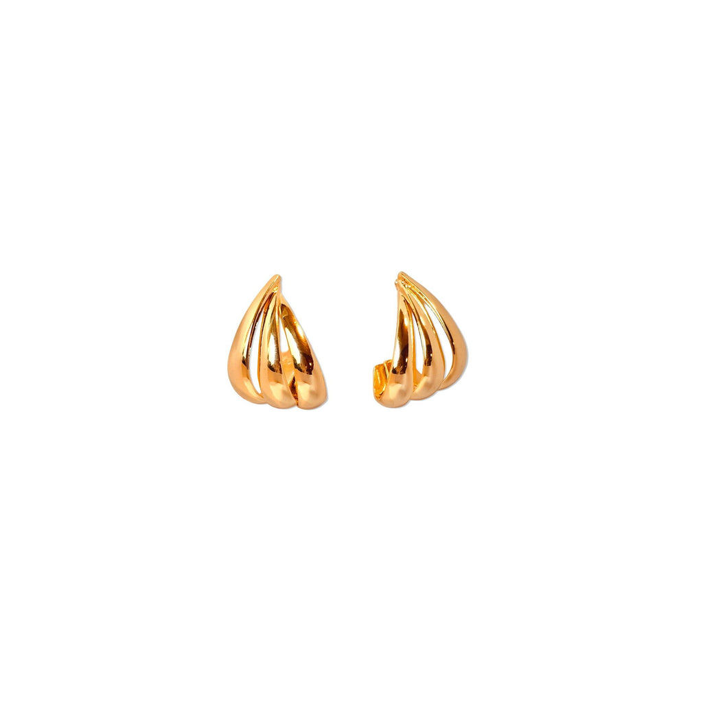 18K gold plated three layer studs - anti-tarnish 3 layer gold plated stainless steel studs earring - hypoallergenic waterproof triple layer gold plated office wear studs earrings
